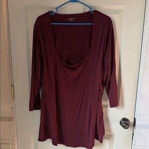 Lane Bryant Deep Red Long Sleeve Top